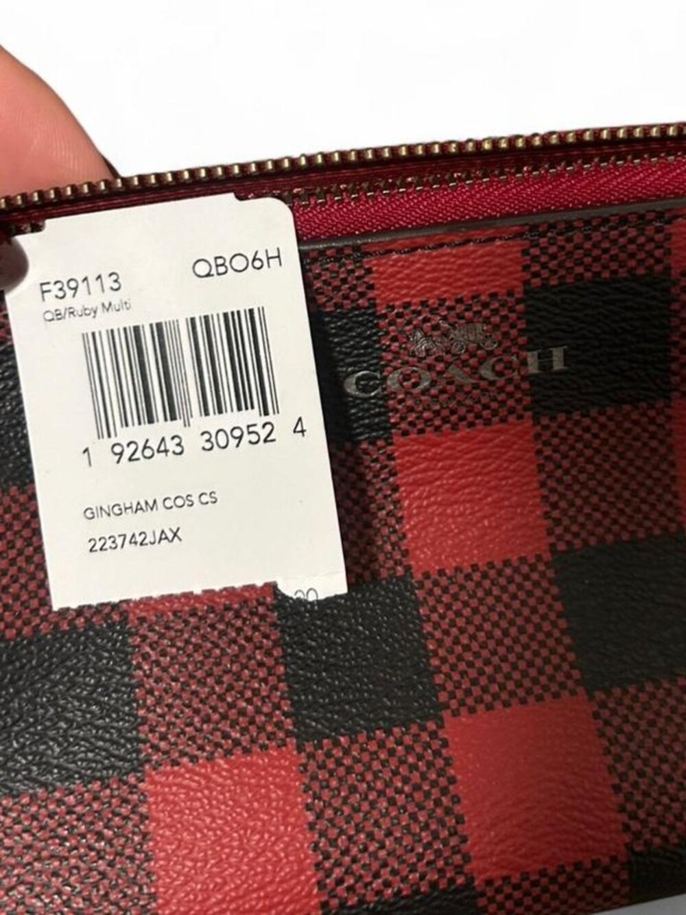 Authentic Coach Monogram Plaid Red & Black Logo Mini Zipper Bag 🍸 - Picture 6 of 7